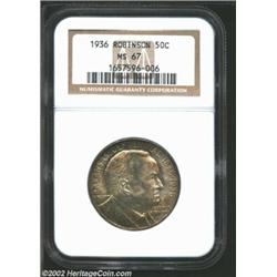 1936 50C Robinson MS67 NGC. An amazing Robinson Commemorative Half, this originally preserved exampl