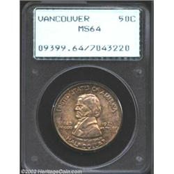 1925 50C Vancouver MS64 PCGS. Richly and originally toned, both sides are overlaid in apricot, coppe