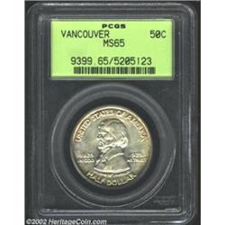 1925 50C Vancouver MS65 PCGS. Remarkably free of mentionable marks, some antique-golden color has ga