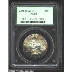 1925 50C Vancouver MS66 PCGS. A truly spectacular example of this early issue. The luster is extreme