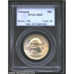 1927 50C Vermont MS67 PCGS. Among the finest Vermont Halves that we have handled, this coin is also.