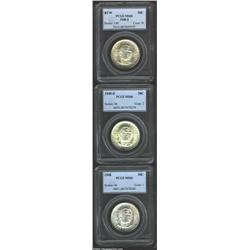 1948 SET Booker T. Washington PDS Set MS66 PCGS. The P and D-mint coins are incorrectly labeled as F