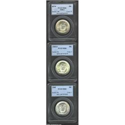 1948 SET Booker T. Washington PDS Set MS66 PCGS. The P and D-mint coins are incorrectly labeled as F