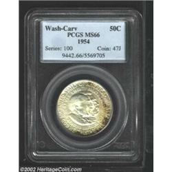 1954 50C Washington-Carver MS66 PCGS. Lustrous with some splashes of reddish-russet toning on the ob