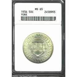 1936 50C York MS65 ANACS. Lustrous and well struck, as this type usually comes, with attractive ligh