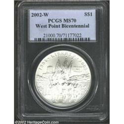 2002-W S$1 West Point MS70 PCGS. Perfection achieved by the modern minters at West Point. Important.