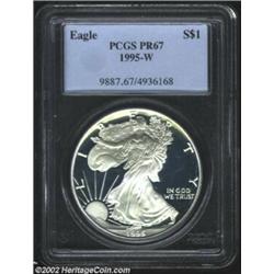 1995-W S$1 Silver Eagle PR67 Deep Cameo PCGS. The 1995-W is the key issue in the Silver Eagle set. A