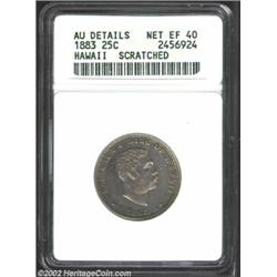 1883 25C Hawaii Quarter--Scratched--ANACS. AU Details, Net XF40. Lightly toned and scratched over th