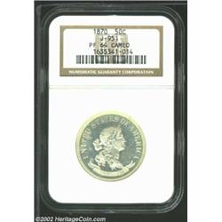 1870 50C Standard Silver Half Dollar, Judd-951, Pollock-1094, R.5-6, PR64 Cameo NGC. The bust of Lib