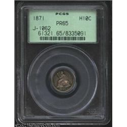 1871 H10C Half Dime, Judd-1062, Pollock-1197, R.7, PR65 PCGS. Longacre's Indian Princess design with