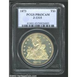 1873 T$1 Trade Dollar, Judd-1315, Pollock-1458, R.4, PR63 Cameo PCGS. Bailly's Liberty design is sea