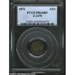 1876 G$1 Gold Dollar, Judd-1478, Pollock-1631, R.7, PR64 Brown PCGS. Regular die trials issue for th