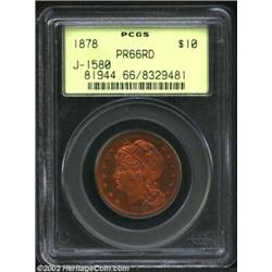 1878 $10 Ten Dollar, Judd-1580, Pollock-1773, R.6-7, PR66 Red PCGS. A head of Liberty faces left on.