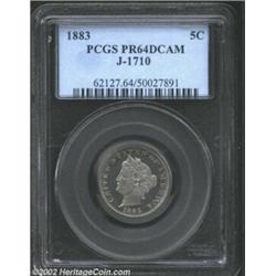 1883 5C Liberty Head Five Cents, Judd-1710, Pollock-1914, R.5-6, PR64 Deep Cameo PCGS. The obverse i