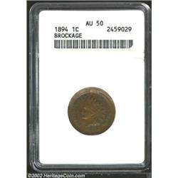 1894 1C Cent--Brockage--AU50 ANACS. The coin was broadstruck out of collar and the reverse shows a c