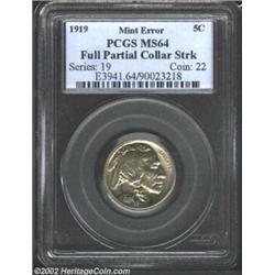 1919 5C Nickel--Full Partial Collar Strike--MS64 PCGS. The collar does not appear to have been prese