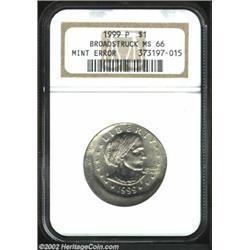 1999-P SBA$ Anthony Dollar--Broadstruck--MS66 NGC. There is a sizeable lip of flan along the lower l