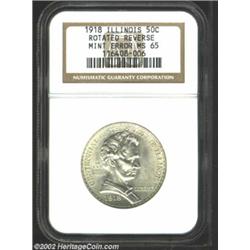 1918 50C Lincoln Commemorative Half Dollar--Rotated Reverse--MS65 NGC. The dies are rotated approxim