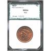 1837 1C Plain Cords, Medium Letters Cent MS64 Red PCI (MS63 Red, Questionable Color). Mostly pinkish