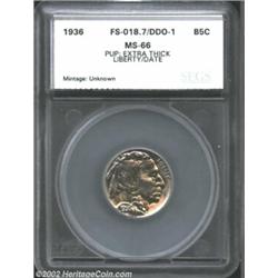 1936 5C Nickel MS66 SEGS (MS65). DDO-1. FS-018.7. PUP: Extra Thick LIBERTY / Date. Ice-blue and oran