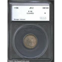 1796 10C Dime Fine 15 Cleaned SEGS (Fine 15 Holed, Plugged, Cleaned). JR-2, R.4. Lightly toned in sh