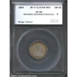 1804 10C 13 Stars on Reverse Dime VF20 Repaired Obverse, Corroded SEGS (VF20 Corroded, Repaired). JR