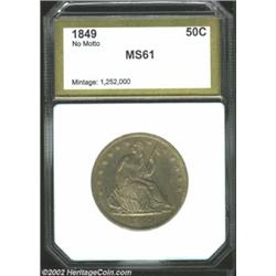 1849 50C Half Dollar MS61 PCI (MS60 Cleaned). WB-103. The 1 in the date is repunched south. Milky go