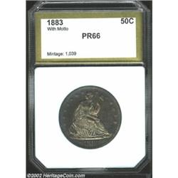 1883 50C Half Dollar PR66 PCI (PR65 Questionable Toning). A needle-sharp and beautifully preserved G