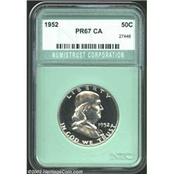 1952 50C Half Dollar PR67 Cameo Numistrust Corporation (PR66). The Cameo contrast is light, particul