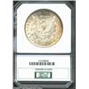 Image 2 : 1891-CC S$1 Silver Dollar MS64 PCI (MS63). There is a dusting of mottled gold and champagne-gray iri