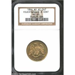 1864 Feuchtwanger Three Cents MS63 NGC. HT-267, R.6. Produced during the Civil War, Feuchtwanger Thr