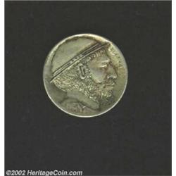 A 1913-S Type Two 'Hobo' Buffalo Nickel. The Indian has been re-engraved, and he now resembles a hob