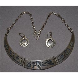 HOPI SILVER CHOCKER AND EARRINGS