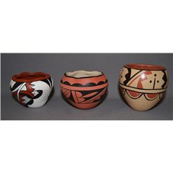 THREE JEMEZ POTTERY BOWLS