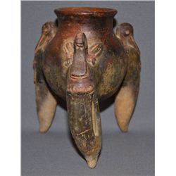 PRE-COLUMBIAN TRI LEG POTTERY JAR