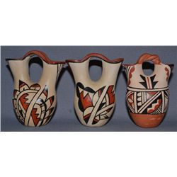 THREE JEMEZ POTTERY WEDDING VASES