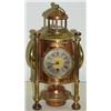 Image 1 : Late C19th / early C20th copper & brass cased clock, barometer & thermometer,...