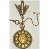 Image 1 : Good quality Victorian yellow & rose gold cased gem set fob watch by DENT, the...