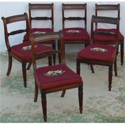 Good set of six early C19th Regency period rosewood dining chairs with carved...