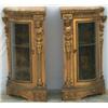 Image 1 : Pair of Victorian giltwood freestanding bowfronted corner display cabinets with...