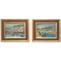 John Ambrose, b. 1931 - CORNISH HARBOUR SCENES - a pair, oils on board, each 12...