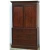 Image 1 : Edwardian mahogany linen press with moulded cornice above 2 panelled doors...