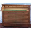 Image 1 : C19th French flame mahogany secretaire chest with marble top & canted corners,...