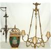 Image 1 : Early C20th ormolu & bronze 3-branch electrolier with triple ribbon bow top &...