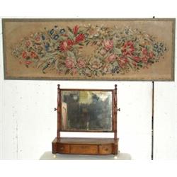 C19th Berlin woolwork panel depicting assorted flowers, 20 by 58ins., in glazed...