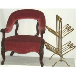 Edwardian brass folding 4-tier magazine stand, 28.25ins. high (see...