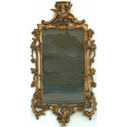 C18th George II carved giltwood wall mirror, circa 1755, with original plate,...