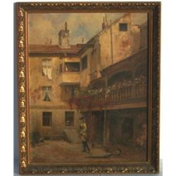 Georg Schobel, 1860-1941 - AN EIGHTEENTH CENTURY COURTYARD SCENE WITH A...