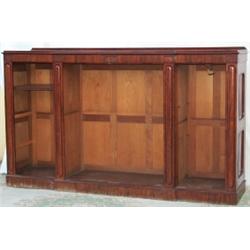 Early C19th mahogany breakfront side cabinet with 4 shallow frieze drawers...