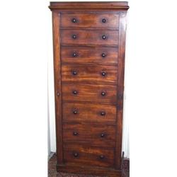 Victorian mahogany wellington chest with 8 graduated drawers & turned handles...